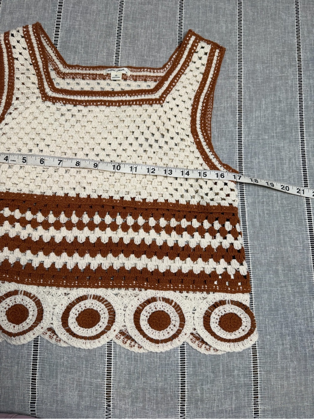 Ultra Pink Crochet Square Neck Tank Top in White and Brown - Picture 8 of 12